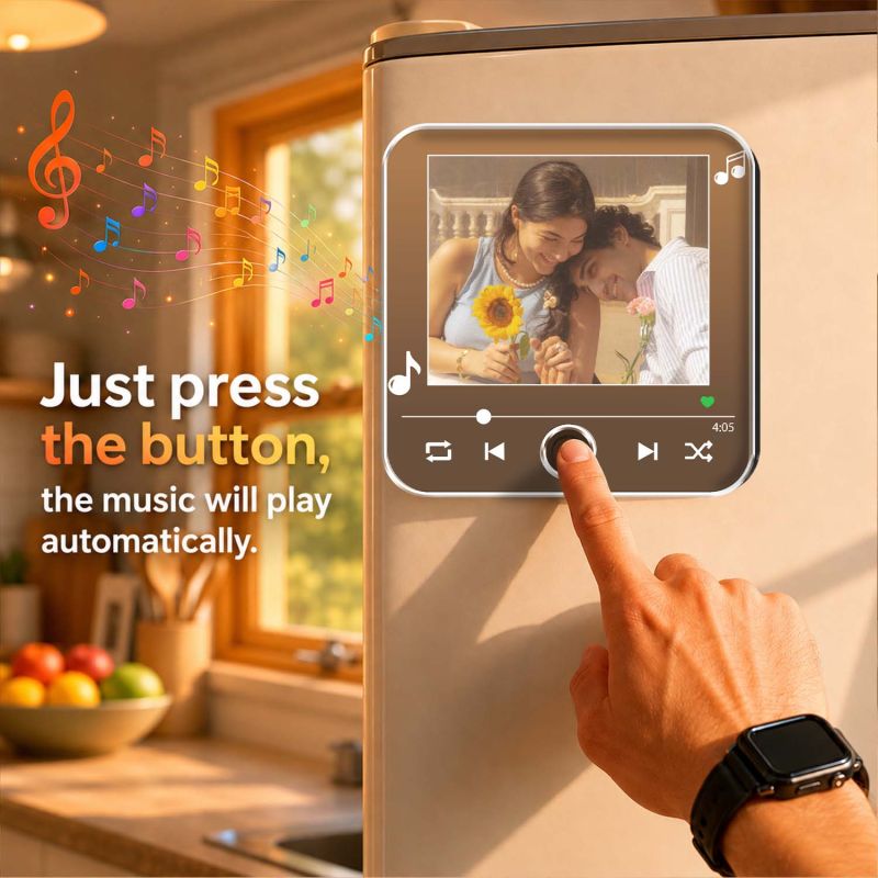 Personalized Music Player Photo Fridge Magnet with Song Birthday Gift for Girlfriend & Wife Memory Photo Fridge Magnet for Couples